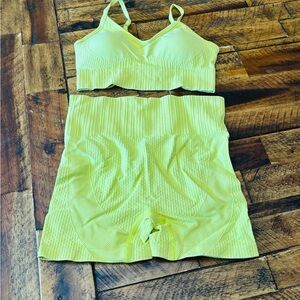 Lemon Yellow Sports Bra and Shapewear Set